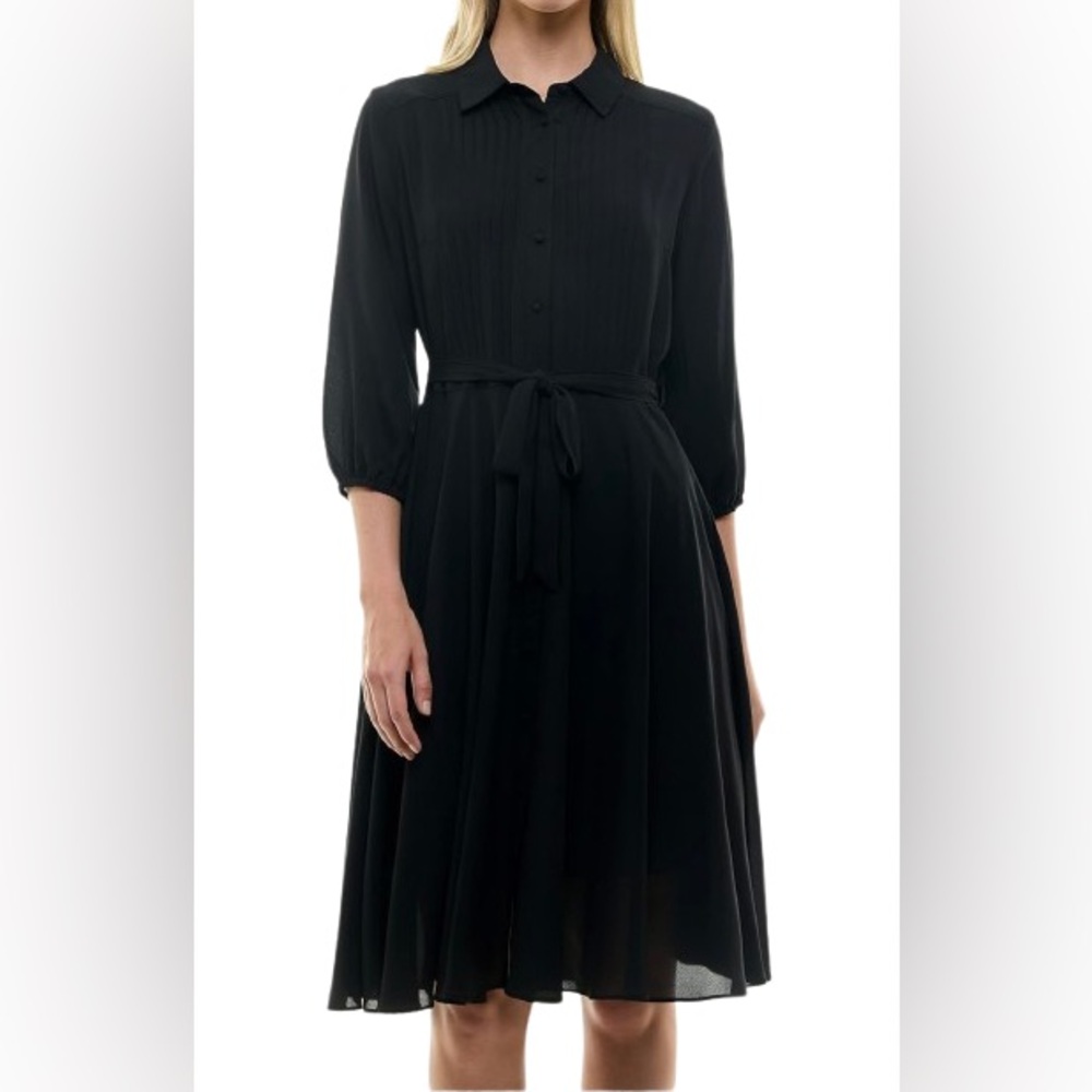 Nanette Lepore Black Long Sleeve Shirt Dress